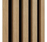 MCW Sample Acoustic Slat Wall Panel - Decorative & Sound Absorbing Wooden Slatted 3D Feature Wall Pannelling 220 x 100 x 21mm (Oak Natural)