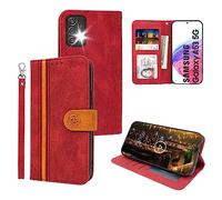 McWaLa Wallet Case for Samsung Galaxy A53, Premium Leather Flip Case with Kickstand and Card Holder Function, Protecte Shockproof Cover for Samsung Galaxy A53 4G/5G, 6.5"- Red