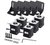 Mcwdoit 5 PCS Nema 17 Stepper Motor Bipolar 2.0 A 83.6oz.in(59Ncm) 47mm Body 4-lead w/ 1m 4-Pin Cable +5 PCS Nema 17 Mounting Brackets for 3D Printer/CNC