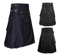 McWilliams Kilt for Men Scottish Hybrid Sports Utility Mens Kilt | Stylish Kilts for Casual Wear (36, Black Utility)