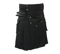 McWilliams Kilt for Men Scottish Hybrid Sports Utility Mens Kilt | Stylish Kilts for Casual Wear (Black, 36)