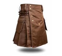 McWilliams Kilt for Men Scottish Hybrid Sports Utility Mens Kilt | Stylish Kilts for Casual Wear (Brown, 38)