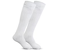 McWilliams Kilt Hose for Men - Long Wool Blend Ribbed Socks | Pull up and Cuff Over Your Hose Flashes (White, Medium)