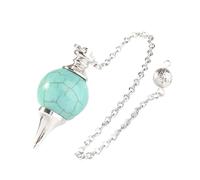 MCWJ Chakra Crystal Dowsing PendulumPendulum Necklace1pc Green Turquoises Dowsing Pendulum Necklace Ball Shape Pendant Reiki Chakra Healing Charms Necklace-Green Turquoises