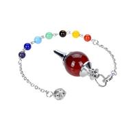 MCWJ Chakra Crystal Dowsing PendulumPendulum NecklaceNatural Stone Purple Crystal Carnelian Opal Lapis Quartz Ball Chain Dowsing Pendant Healing Chakra Pendulum With Beads Chain-Red Agates