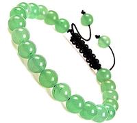 MCWJ Natural Stone Healing Power Crystal Beads Unisex Adjustable Macrame Beaded Luxury Friendship Bracelets 8mm for Women Men-Green Aventurine