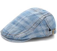 MCWTH Toddler Denim Newsboy Flat Cap for Boys 1-3 Years Old, Kids Vintage Beret Hats Big Grid