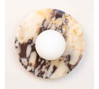 MCWYH Nordic Round Alabaster Wall Sconce, 7.8 Inch Natural Stone Wall Lamp Round Marble Sconces Wall Lighting With Globe Glass Shade, Hardwired Indoor Wall Lights For Living Room Bedroom Hallway Stair