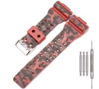 MCXGL 16mm Resin Strap Compatible with Casio ga110 ga100 ga120 gd100 g8900 Men's Rubber Replacement Watch Band (Camo red)
