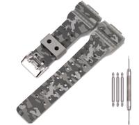 MCXGL 16mm Resin Strap Compatible with Casio ga110 ga100 ga120 gd100 g8900 Men's Rubber Replacement Watch Band (Camo light gray)