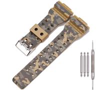 MCXGL 16mm Resin Strap Compatible with Casio ga110 ga100 ga120 gd100 g8900 Men's Rubber Replacement Watch Band (Camo khaki)