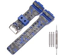 MCXGL 16mm Resin Strap Compatible with Casio ga110 ga100 ga120 gd100 g8900 Men's Rubber Replacement Watch Band (Camo blue)
