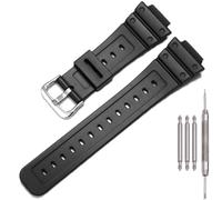 MCXGL 16mm Unisex Resin Strap Compatible with Casio DW5600E GW-M5610 DW5900 DW6900 GW-6900 DW-6600 Outdoor sports Rubber Watchband, Black silver buckle, 16mm, Sports