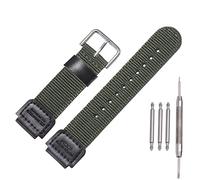 MCXGL 18mm Nylon strap Compatible with Casio Men's AE1200WH AE-1000 SGW-300H/400 W-735 PRG270 Leather Replacement Watch band (Armygreen silver buckle)