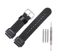 MCXGL 18mm Nylon strap Compatible with Casio Men's AE1200WH AE-1000 SGW-300H/400 W-735 PRG270 Leather Replacement Watch band (Black silver buckle)