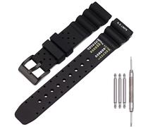 MCXGL 20mm Soft Silicone Strap compatible with Citizen Hyper Aqualand Duplex Promaster Men's Dive Watch Band waterproof wristband watches Accessories (Black buckle 20mm)