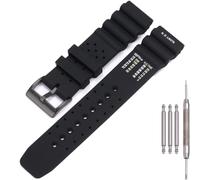 MCXGL 22mm Silicone Watch Band Compatible with Citizen Hyper Aqualand Duplex Promaster Men's Sport Waterproof Dive Strap Bracelet Watch Accessories (Black buckle)