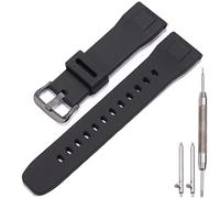 MCXGL 24mm Quick Release Rubber Watch Strap Compatible with Casio Pro Trek PRG-650Y PRG-600 PRW-6600 Men's Silicone Replacement Bracelet Sports Waterproof Black Wristband