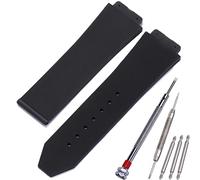 MCXGL 25mm x 19mm Replacement Rubber Strap Compatible with Hublot Big Bang Silicone Watch Band Sports waterproof Linear texture bracelet (Black Linear texture, 19x25x22mm)