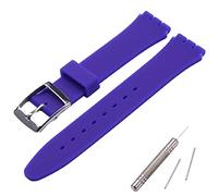 MCXGL Band Replacement for Swatch Sweatproof Silicone Rubber Strap with Stainless Steel Buckle 17mm (deep purple)