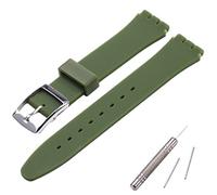 MCXGL Band Replacement for Swatch Sweatproof Silicone Rubber Strap with Stainless Steel Buckle 17mm (military green)