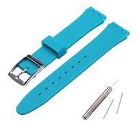 MCXGL Band Replacement for Swatch Sweatproof Silicone Rubber Strap with Stainless Steel Buckle 17mm (turquoise blue)