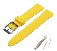 MCXGL Band Replacement for Swatch Sweatproof Silicone Rubber Strap with Stainless Steel Buckle 19mm Yellow