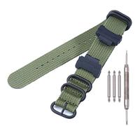 MCXGL Conversion RAF Nylon Strap +Adapters Replacement for Casio 16mm Series Watch Band, Army Green + Black Buckle, 16mm, Heavy Duty
