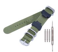 MCXGL Conversion RAF Nylon Strap +Adapters Replacement for Casio 16mm series watch band, Army Green + Silver Buckle, 16mm, Sports