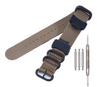MCXGL Conversion RAF Nylon Strap +Adapters Replacement for Casio 16mm Series Watch Band, Beige + black buckle, 16mm, Men's mesh belt