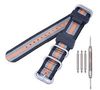 MCXGL Heavy duty nylon watch strap + Adapter 16mm Replacement for GShock Dw5600 GW6900 GA110 GA120 GA100 mens watch band, Black gray orange silver buckle, 16mm, Sports