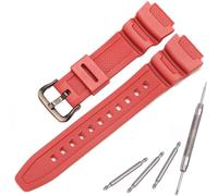 MCXGL Natural Resin Replacement Watch Band Compatible with Casio AE-1200 SGW-300H MRW-200H W-735H F-108WH Waterproof Rubber strap (18mm, Red)