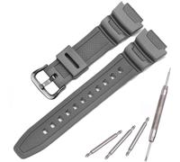 MCXGL Natural Resin Replacement Watch Band Compatible with Casio AE-1200 SGW-300H MRW-200H W-735H F-108WH Waterproof Rubber strap (18mm, Grey)
