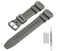 MCXGL Natural Resin Replacement Watch Band Compatible with Casio AE-1200 SGW-300H MRW-200H W-735H Waterproof Rubber strap (ArmyGreen Black buckle)