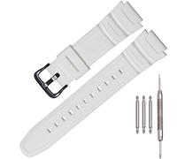 MCXGL Natural Resin Replacement Watch Band Compatible with Casio AE-1200 SGW-300H MRW-200H W-735H Waterproof Rubber strap, Black black buckleA, 18mm, Men's mesh belt