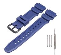MCXGL Natural Resin Replacement Watch Band Compatible with Casio AE-1200 SGW-300H MRW-200H W-735H Waterproof Rubber strap (Dark blue black buckle)
