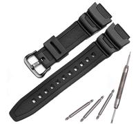 MCXGL Natural Resin Replacement Watch Band Compatible with Casio W218H W-219H AE1200WH AE-1300WH W800H SGW-300H F-108WH Waterproof Rubber strap, BLACK, 18mm, Modern