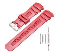 MCXGL Resin Rubber Watch Strap Compatible with Caiso G-shock AWG-M100 AW590 591 Waterproof Sports Replacement Band Accessories, 16mm, Red silver buckle.