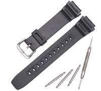 MCXGL Resin Strap Compatible with Casio AE1200WH AE-1300WH F108WH AE-1000 W-218 Replacement Watch Band Waterproof Rubber Bracelet (Black silver buckle)