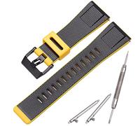MCXGL Resin Strap Suitable for Caiso GA-2000 PRG-600 650 PRW-6600 Mens Rubber Sports Waterproof 24mm Bracelet Watch Band Accessories (Black and yellow)