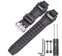 MCXGL Rubber Strap Compatible with Casio GW-4000 GA-1000 GW-A1000 Watch Replacement Resin Band Men' Sports Waterproof Black Bracelet (Black silver buckle)