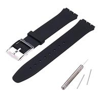 MCXGL silicone replacement strap ultra-thin ladies watch band compatible with swatch skin series no second watch (16mm) (black)