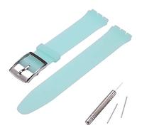 MCXGL silicone replacement strap ultra-thin ladies watch band compatible with swatch skin series no second watch (16mm) (light blue)