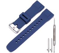 MCXGL waterproof Silicone watchband Compatible with Casio Protrek PRG650 600 PRW6600 Men's sports Replacement Strap Bracelet 24mm Quick release Watch Strap (Dark Blue Silver buckle)