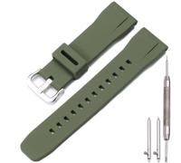 MCXGL waterproof Silicone watchband Compatible with Casio Protrek PRG650 600 PRW6600 Men's sports Replacement Strap Bracelet 24mm Quick release Watch Strap (Military Green Silver buckle)