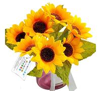 MCXROU Sunflower Simulation Flower Artificial Flower Silk Flower Small Indoor Outdoor Decor House Office Kitchen Garden, Fake Green Pot Plants, Mini Artificial Sunflowers Desk Plants,Plastic Flower