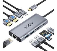 MCY Laptop Docking Station Dual Monitor,10 in 1 Dual 4K@60Hz USB C Hub | 2x HDMI, Single 8K, Gigabit Ethernet, 5Gbps USB Data Ports, 100W PD, SD/TF Card Reader, Dock for MacBook/Dell/HP/Surface