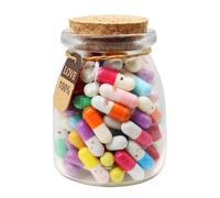 Mczcent 100Pcs Capsule Letters Message in a Glass Bottles, Cute Smiling Face Love Friendship Letter Color Pill with Wishing Bottle, Message Pills for Boys Girls Friends