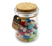 Mczcent 50Pcs Capsule Letters Message in a Glass Bottles, Cute Smiling Face Love Friendship Letter Colors Pill with Wishing Bottle, Message Pills for Boyfriend Girlfriend Lovers Family