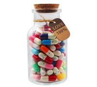 Mczcent Capsule Letters Message in a Glass Bottles, 100Pcs Cute Smiling Face Love Friendship Letter Color Pill with Wishing Bottle, Message Pills for Boys Girls Friends Family